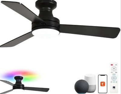 Smart Ceiling Fans with Lights   42'' Low Profile Voice Control RGB Backlight