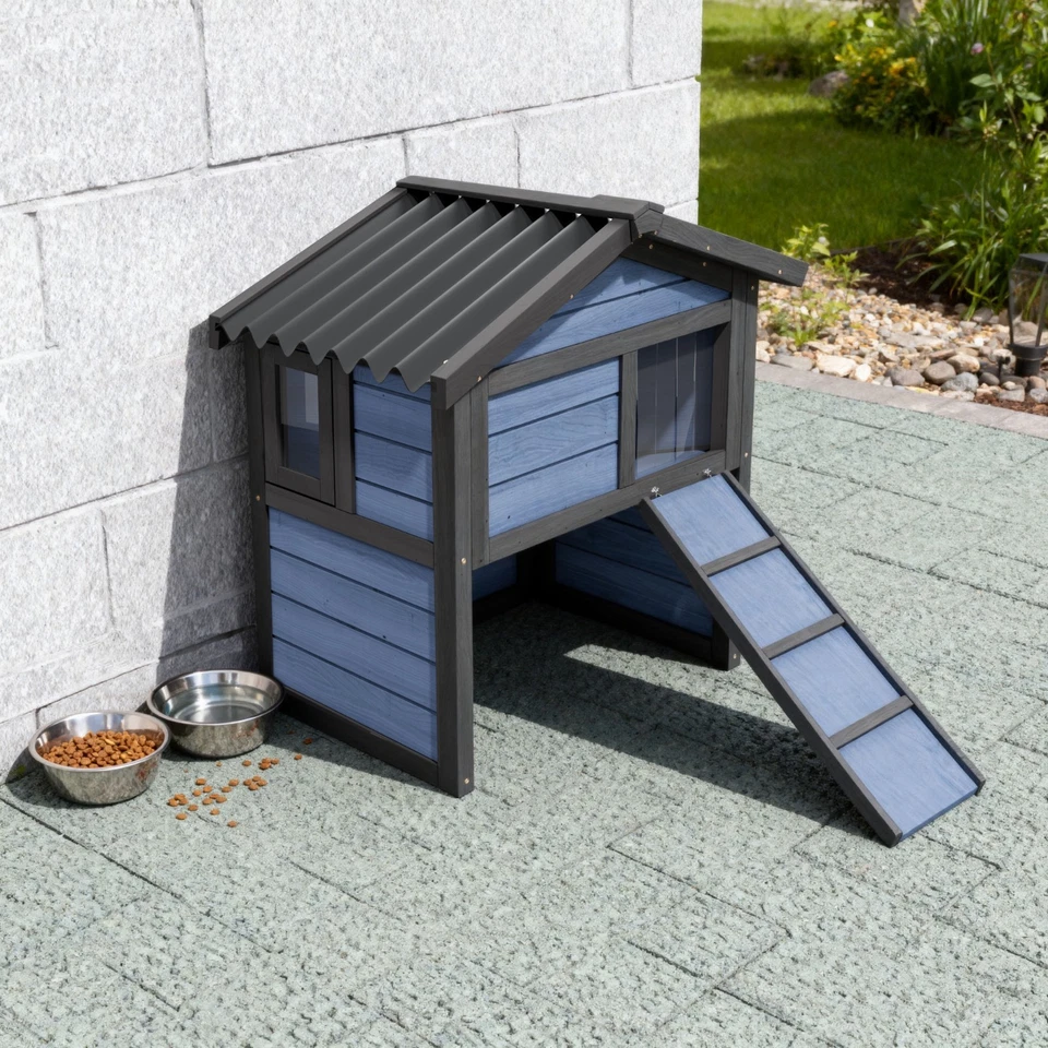 Outdoor Cat House,  Outdoor Houses for Feral Cats Wooden Outside Cat Shelter - Image 3 of 4