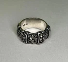 Vintage Wide Marcasite Sterling 925 Silver Ring Size 8 Jewelry