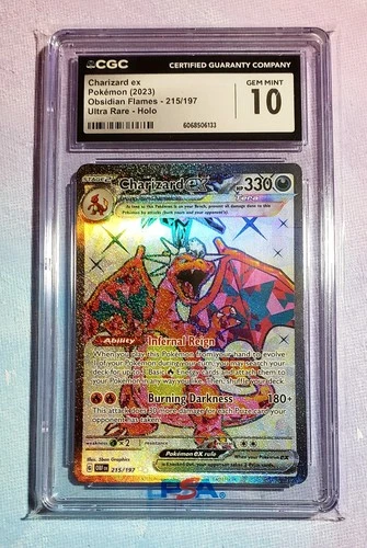 2023 Pokemon Obf En-Obsidian Flames Ultra Rare HOLO Charizard Ex #215/197 CGC 10