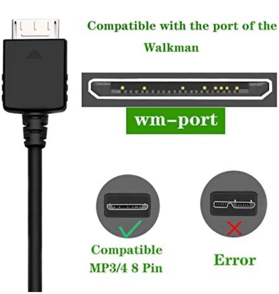 Cable cargador USB para reproductor de MP3 MP4 para Sony Walkman NWZ, o A, S, E, X, serie Z Foto 2 de 4