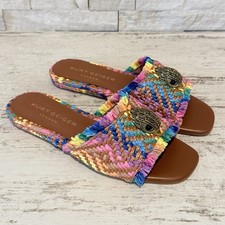 Kurt Geiger Kensington Eagle Casual Rainbow Flat Raffia Slide Sandals 36 EU New