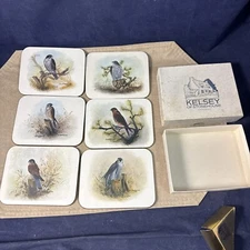 Vintage Kelsey Of Stonehouse Limited Gloucestshire 6 Coasters Birds of Prey