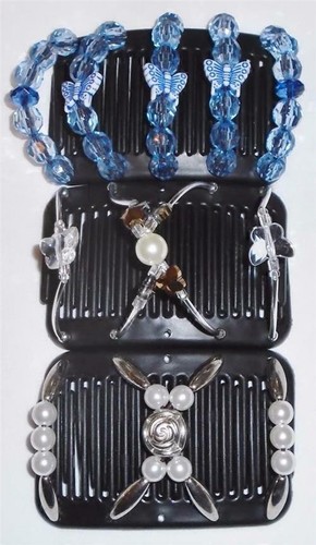 Angel Wings MINI Hair Clips 3x2.5", African Butterfly Style, Magic Combs, MC4 - Picture 6 of 15