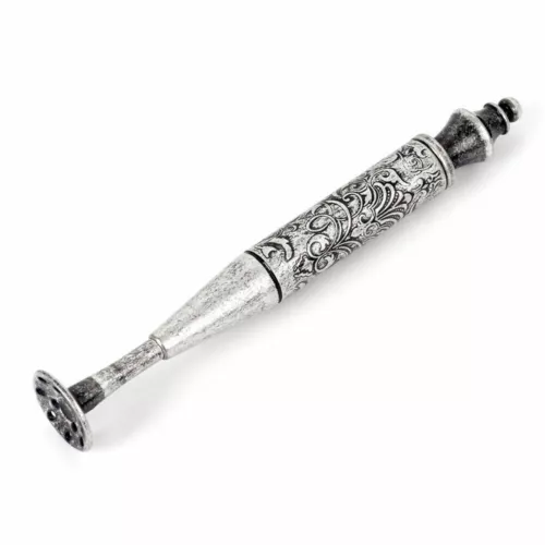 Antico argento 2 in 1 intagliato pipa da fumo manomissione ottone raccogli attrezzi tampone tabacco - Foto 4 di 8