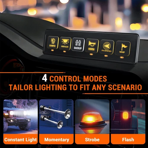 MICTUNING Wireless Switch Panel 4/6/8/12 Gang Led Toghle On-Off Switch Flash Box - Picture 8 of 60