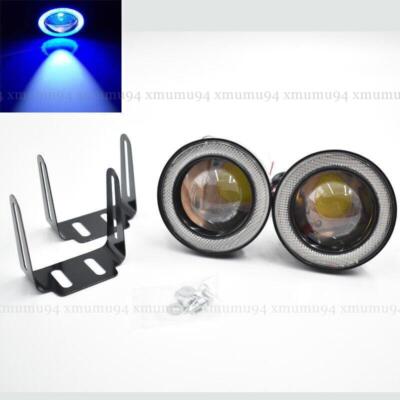 Car Angel Eyes Halo Ring DRL Lamp COB LED Fog Light Projector Ice  Blue