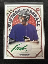 OMARI DANIEL 2023 ONYX VINTAGE BASEBALL ON CARD AUTO Green INK /50