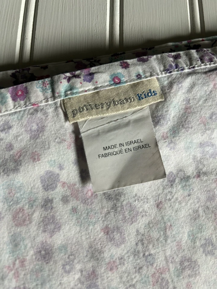 Pottery Barn Kids Floral Flat Sheet Purple Aqua Cotton Full Size Bed - Image 4 of 4