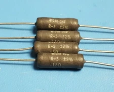 Power Resistor, Wire wound, MICRO OHM, R-5, 0.15 ohm, 2%, 5W,  (4pcs)