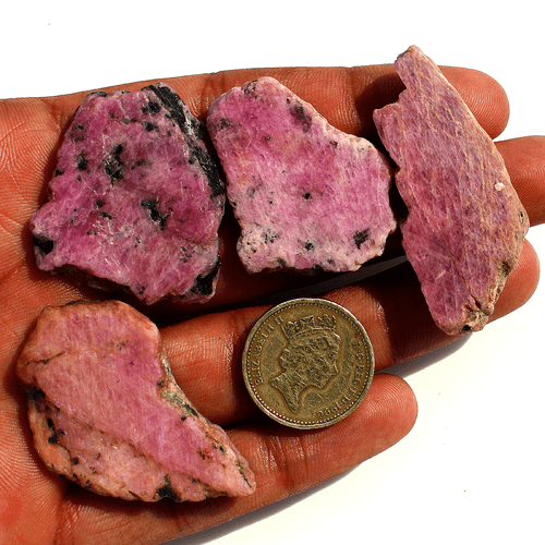 4 Pcs Burma Natural Corundum Ruby 34mm-49mm Untreated Rough Loose Gemstones Lot - Picture 3 of 14