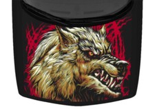 Grey Wolf Head Illustrated Scratched Truck Hood Wrap Vinyl Car Graphic Decal 