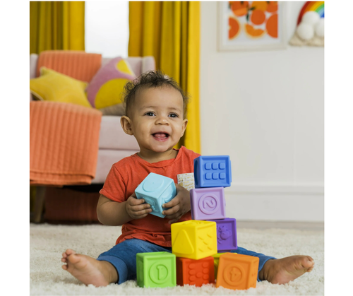 Bright Starts KaleidoCubes - 9 Stück Baby Badewannenstapel & Quetschblöcke, Alter 3M+ - Bild 10 von 13