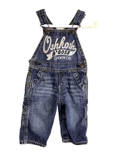 Osh Kosh B'Gosh Spell Out Overalls Unicsex 6 Mo Blue Denim Play Clothes Farmer