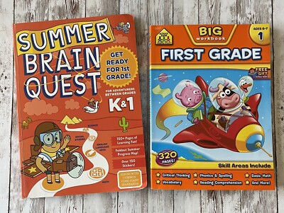 Summer Workbooks Brain Quest and School Zone Big Workbooks Ages 6-7 Set of 2