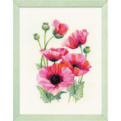 Luca-S Kreuzstichset 'Mohnblumen III' – Fertig 13,5x22,5 Cm Mit Garn, Nadel & Anleitung