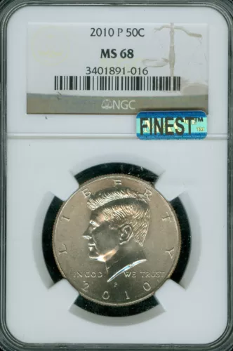 2010 P KENNEDY HALF DOLLAR NGC MS68 PQ MAC FINEST BUSINESS STRIKE MAC SPOTLESS *