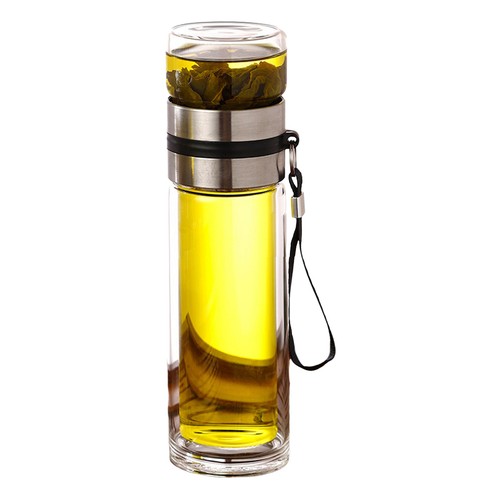 Portable Double Wall Insulated Glass Tea Infuser Travel Tumbler Water Bottle - Picture 14 of 15