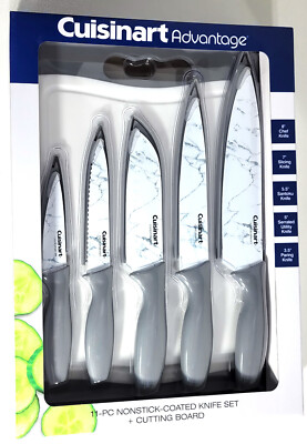 Cuisinart Advantage Ceramic-Coated Knife Set CUTTING BOARD 11 PC, Marble - NEW