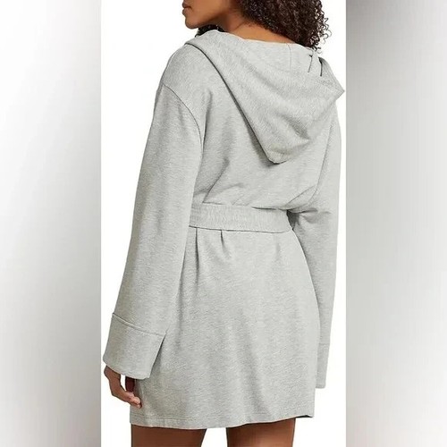 New Women's Polo Ralph Lauren Hooded Robe in Heather Gray Size Large - Picture 2 of 5