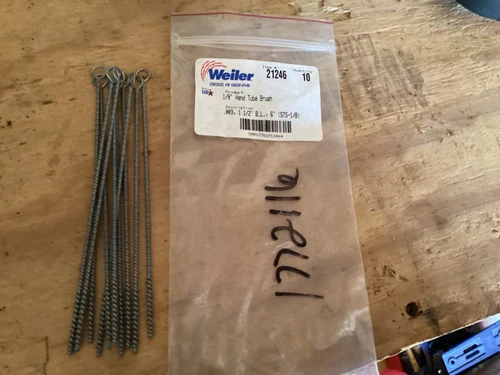 Weiler 10 pack 1/8" Hand Tube Brush .003 wire fill item # 21246