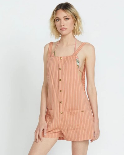 Volcom Stone Strut Womens Romper - Sand Brown Medium NWT $62 - Picture 5 of 7