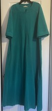 Vintage Vanity Fair Long Robe Green Velour Zip Front Flair Bottom Women  s Sz M