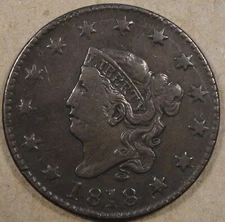 1818 Coronet Large Cent VF