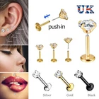 Cartilage Piercing Push In Pin 6 8mm Stud 20G Flat Back Tragus Nose Labret Ear