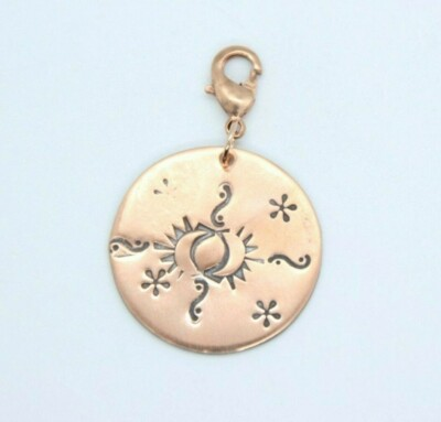 #ad Copper Sun Stamped Pendant Celestial Sun Star Moon Charm 1 1 2quot; Charms $8.39