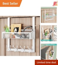 Over The Door Hanger Stainless Steel 16 Hooks with Mesh Basket Bathroom Organ...