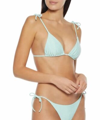 Onia  Women's Bikini Set String Triangle Avery top Kate Bottom Aqua Blue