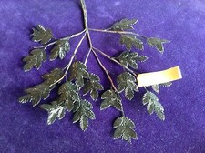 Vintage Millinery Flower Black Fern Leaf Spray with light Lacquer Brittle iY12