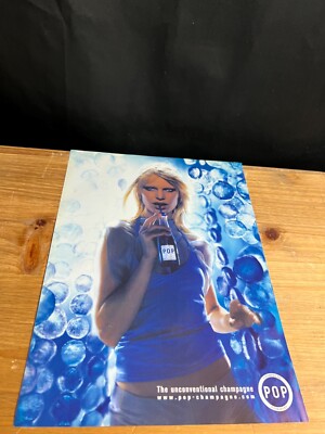 2000 VINTAGE London 9X12 PROMO PRINT Ad FOR SEXY MODEL DRINKING POP CHAMPAGNE