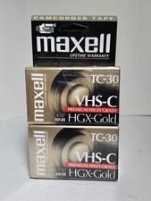 2 Pack Maxell VHS-C TC-30 HGX-Gold Premium High Grade Video Camcorder Tapes