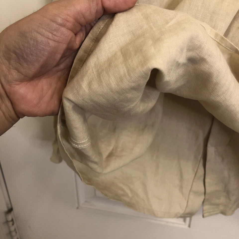 Valentino Miss V женщин назад на пуговицах желтовато-коричневый льняной расслабленный длинный оборкой манжеты рукав - Изображение 4 из 4