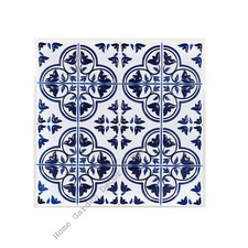 3D Blue White Floral Peel Stick Vinyl Wall Tile Backsplash Lightweight 12"