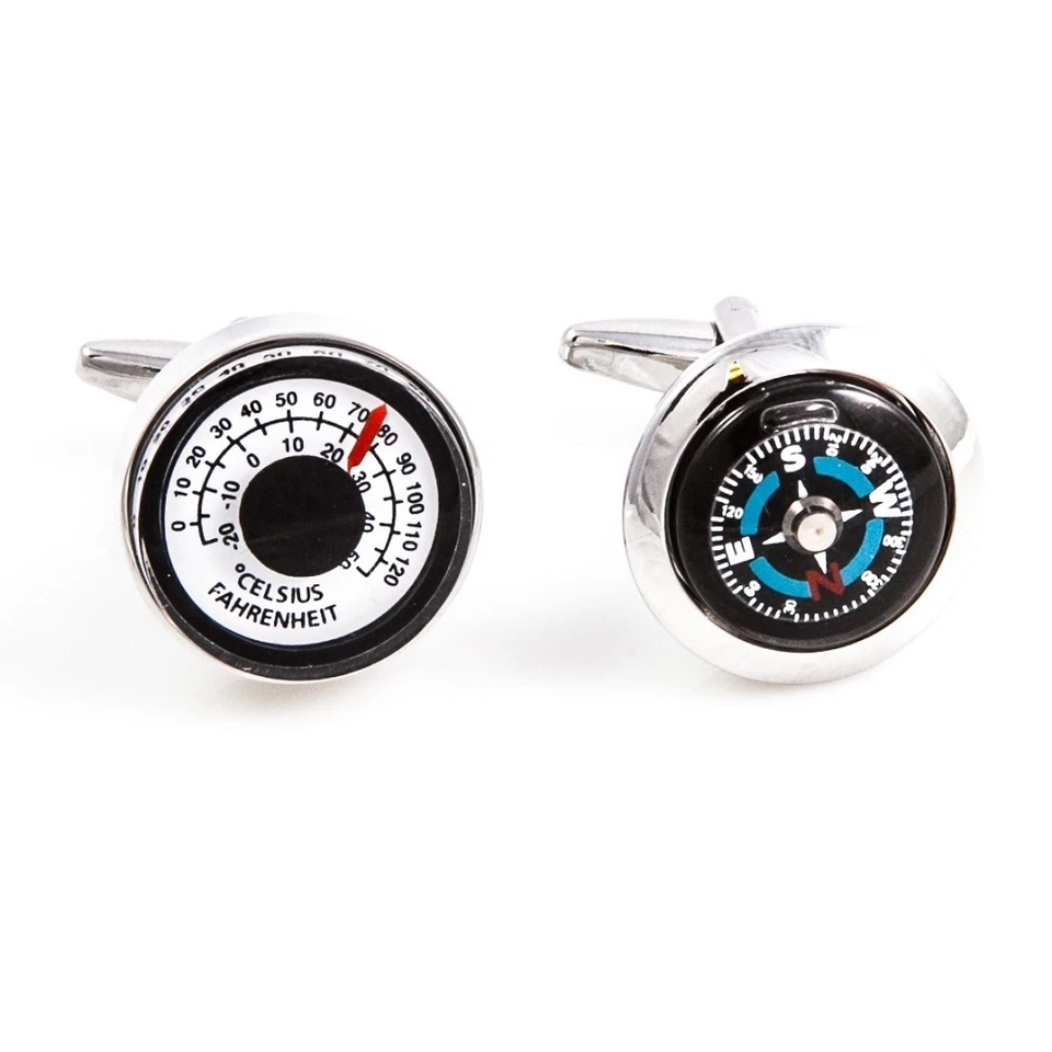Compass & Thermometer Really Works Cufflinks Wedding Fancy Gift Box Free Ship - Image 2 of 4