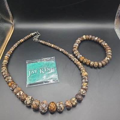 Set Jay King DRT 925 Mine Finds Faceted Confetti Opal Necklace 16'' & Bracelet 
