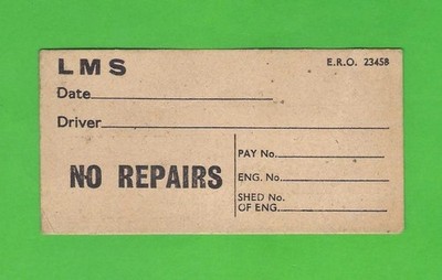 LMS Eisenbahn - Kleinwagen Etikett 2'' x 4'' - keine Reparaturen - ERO 23458