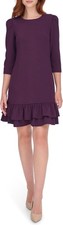Tommy Hilfiger Womens 34-Sleeve Ruffled-Hem Aubergine 10