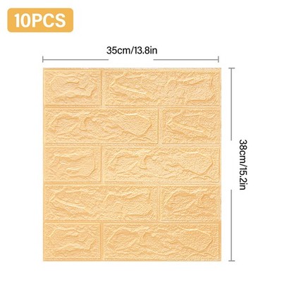 10PCS 3D Foam Stone Wallpaper Self Adhesive Waterproof Tile Brick Wall Sticker