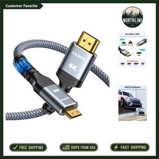 Durable Mini HDMI to HDMI Cable 3.3FT, 4K 60Hz, Perfect for Cameras and Tablets