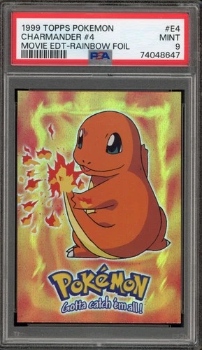 Pokemon Topps Charmander Movie Edition Rainbow Foil #E4 PSA 9 Mint