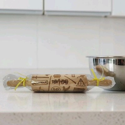 Wood Embossing Rolling Pin Harry Potter Designs Cookies Roller Wizard NEW Gift