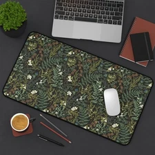 Cottagecore Desk Mat, Large Wildflower Green Mousepad Desk Decor, Gift for Her,