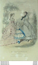 1866 Ladies Shop Fashion Engraving # 6 (Watercolor Old Fashion Plate)