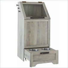 Dog Feeding Station Wood Pet Storage Cabinet Flip Top Dog Food Storage Container