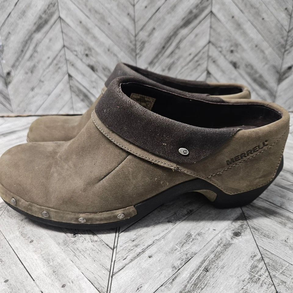 Merrell Drizzle Mujer 10 Marrón Cuero Zueco Mula Zapato Sin Cordones J56086 Foto 3 de 4