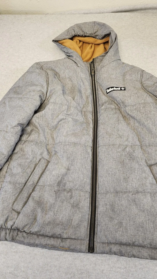 Chaqueta Timberland Juvenil Grande 14/16 Gris Con Capucha Forrada de Vellón Puffer Abrigo de Invierno Foto 3 de 4